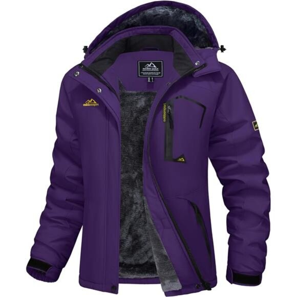 Womens Ski Jacket Waterproof Insulated Snow Jacket Purple - Picture 1 of 6